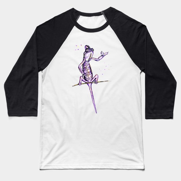 Chameleon Baseball T-Shirt by victoriazavyalova_art